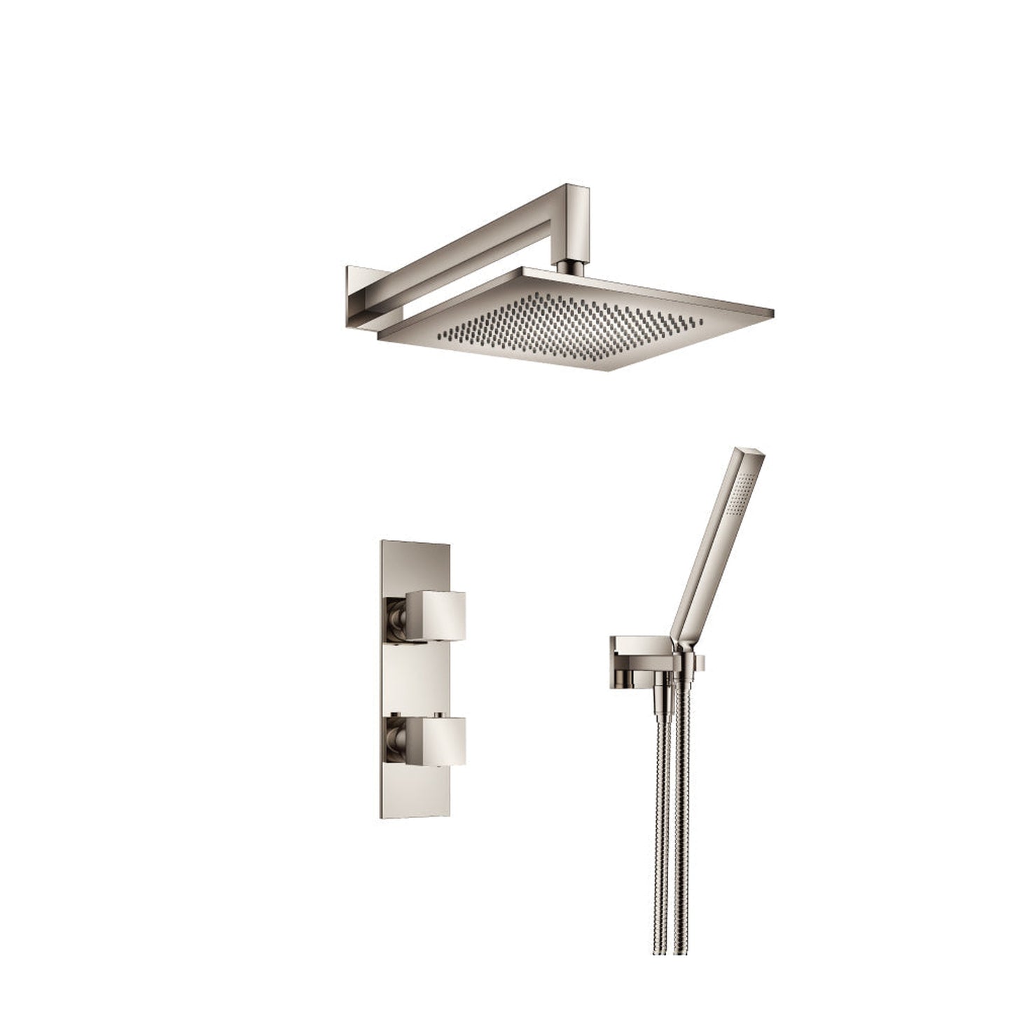Flusso Faucets Serie 160 Two Output Shower Set With Shower Head and Hand Held in Polished Nickel (160.7250PN)