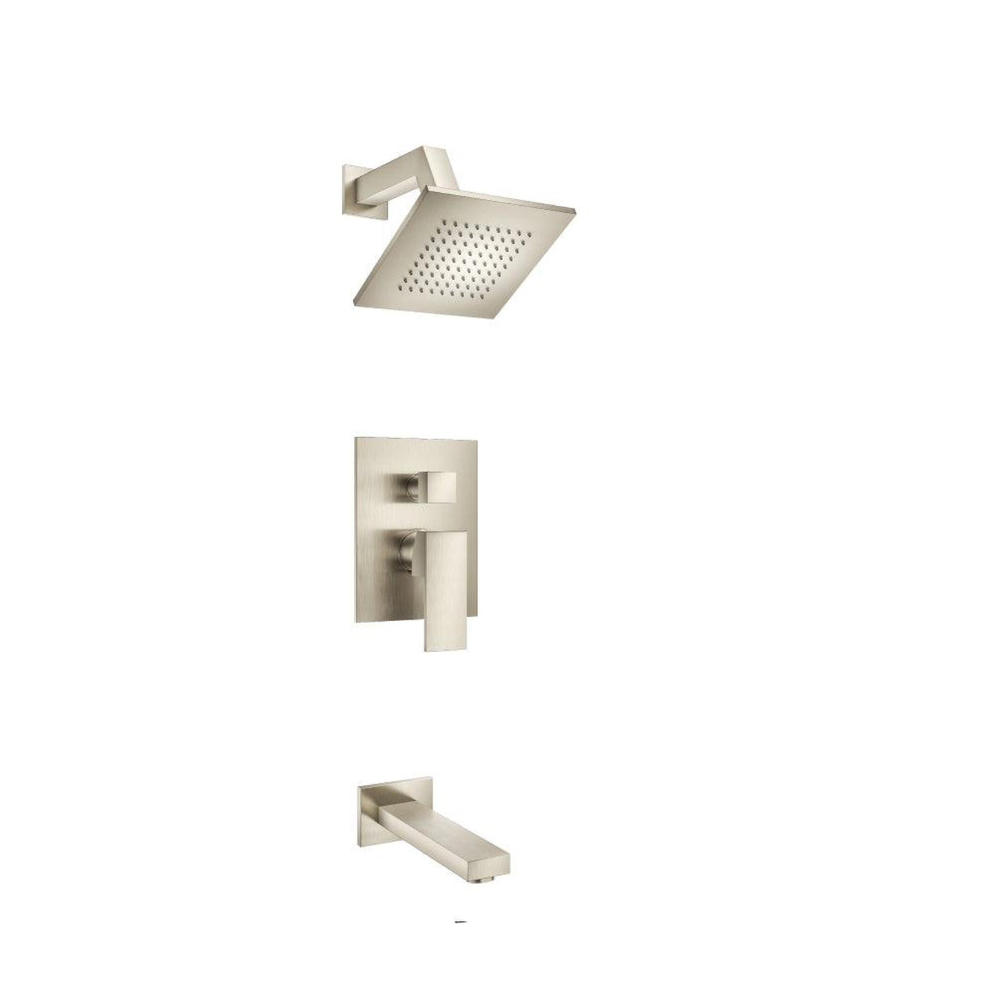 Flusso Faucets Serie 160 Two Output Shower Set With Shower Head and Tub Spout in Brushed Nickel