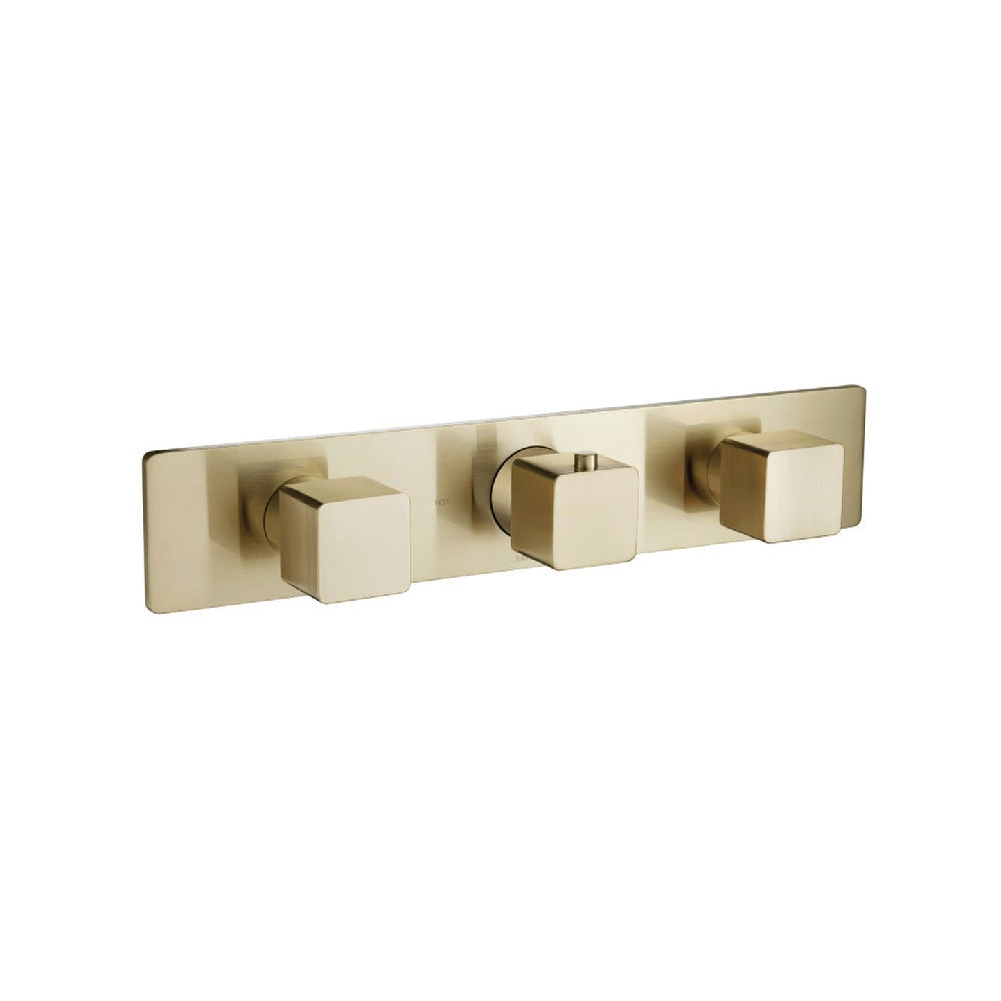 Flusso Faucets Serie 196 3/4" Two Output Horizontal Thermostatic Valve With 2 Volume Control and Trim in Satin Brass