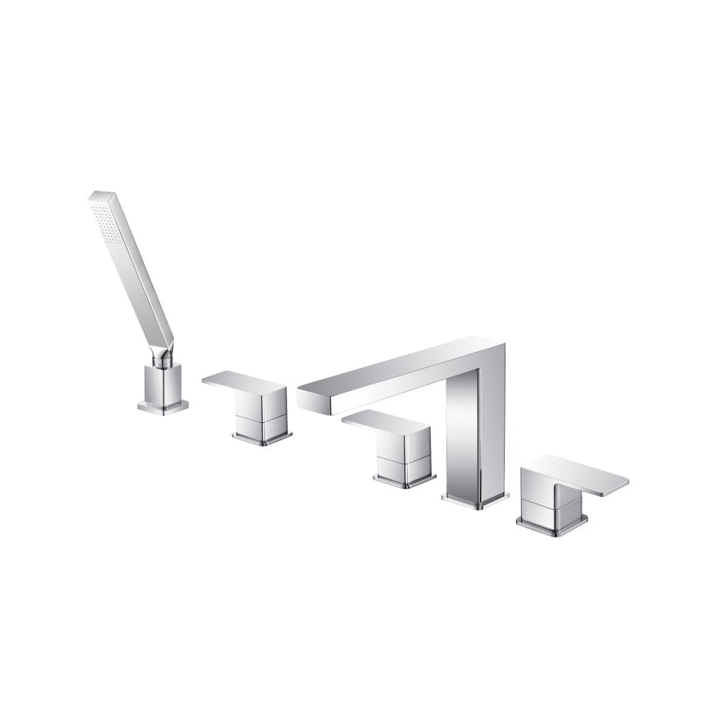 Flusso Faucets Serie 196 Five Hole Deck Mounted Roman Tub Faucet With Hand Shower in Chrome