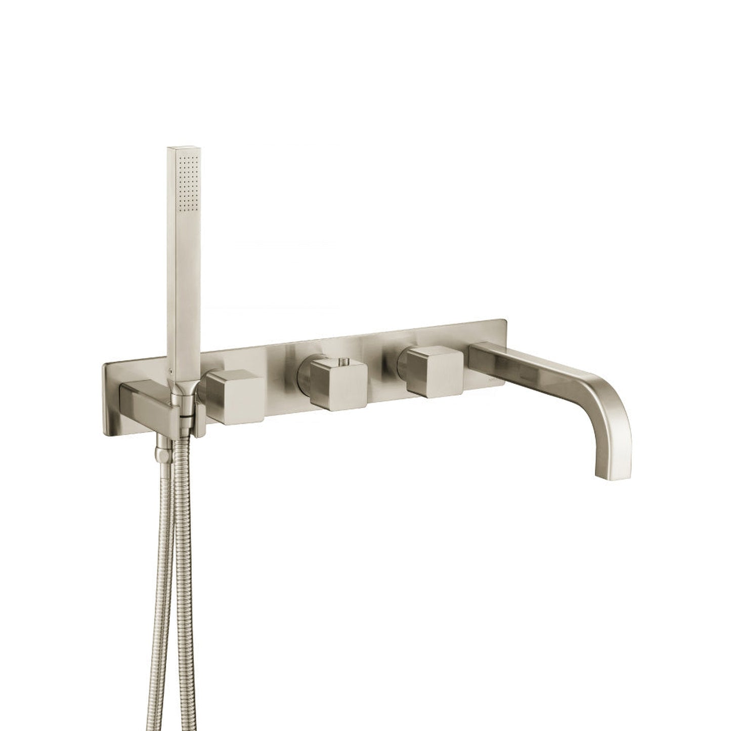 Flusso Faucets Serie 196 Trim for Wall Mount Tub Filler With Hand Shower in Brushed Nickel