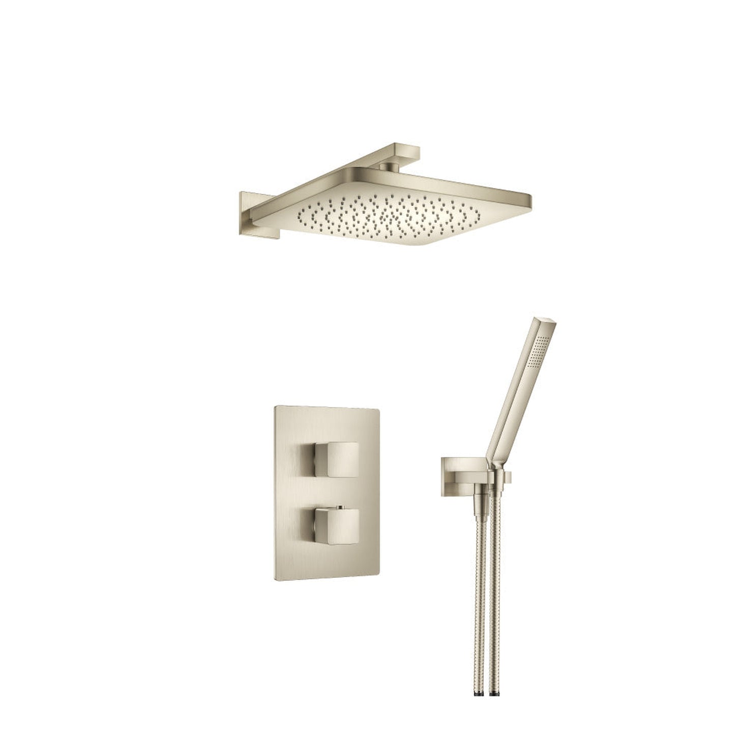 Flusso Faucets Serie 196 Two Output Shower Set With Shower Head and Hand Held in Brushed Nickel (196.7050BN)