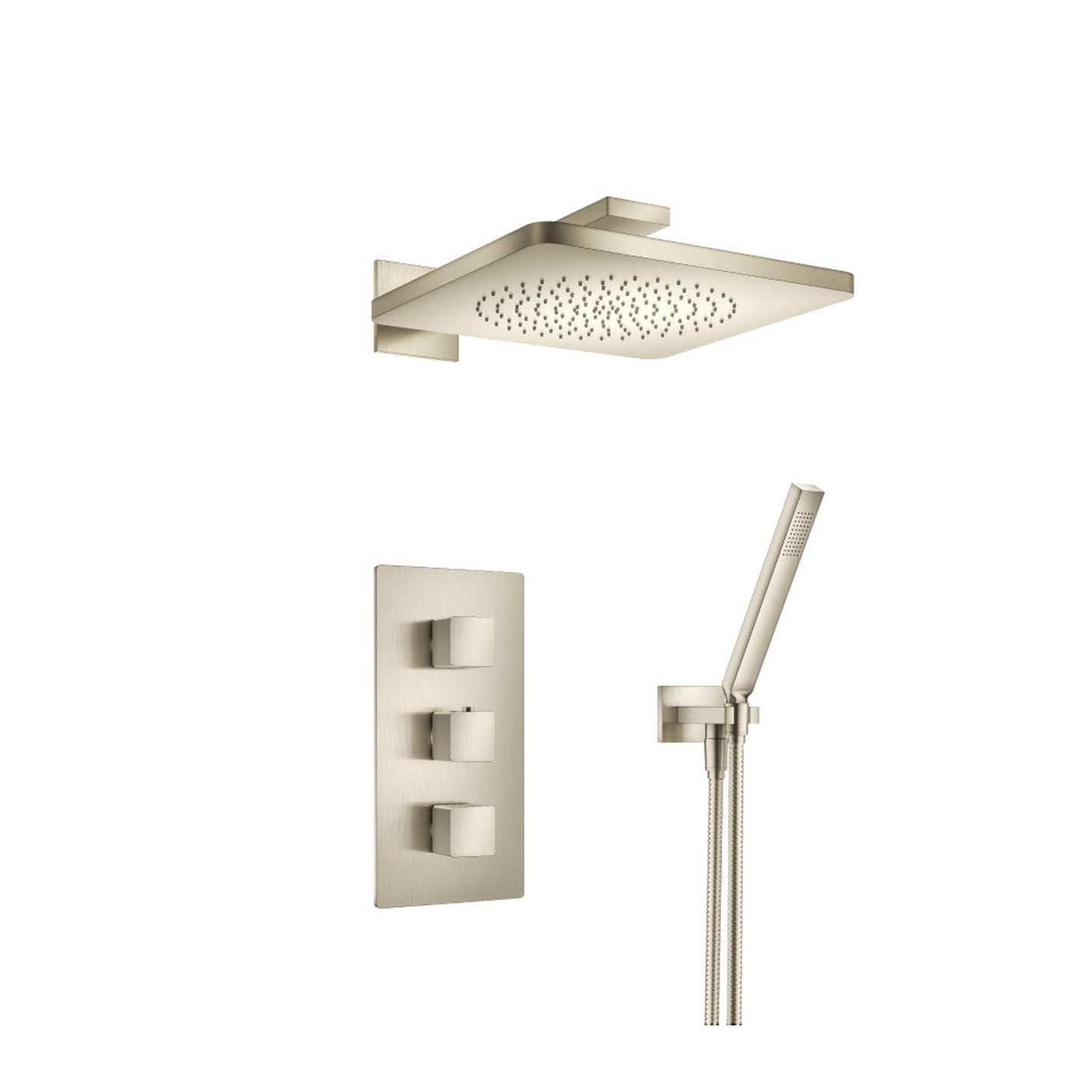 Flusso Faucets Serie 196 Two Output Shower Set With Shower Head and Hand Held in Brushed Nickel (196.7150BN)