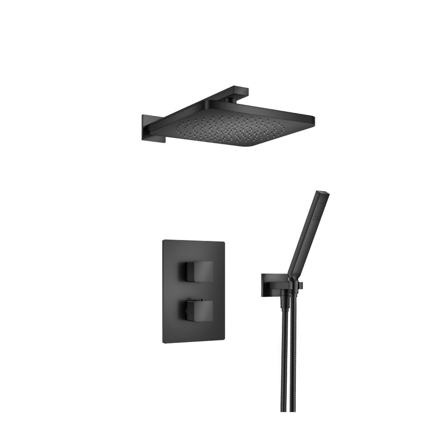 Flusso Faucets Serie 196 Two Output Shower Set With Shower Head and Hand Held in Matte Black (196.7050MB)