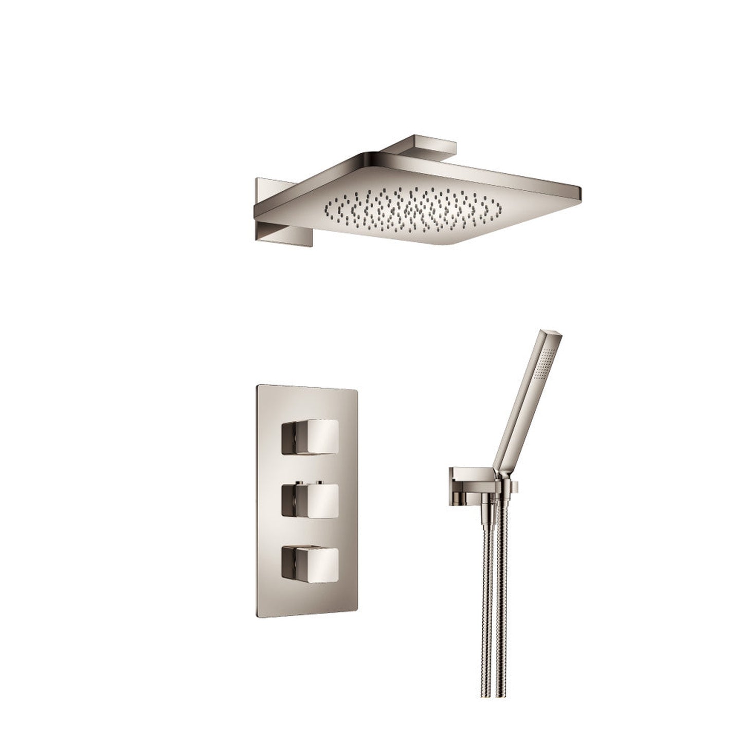 Flusso Faucets Serie 196 Two Output Shower Set With Shower Head and Hand Held in Polished Nickel (196.7150PN)