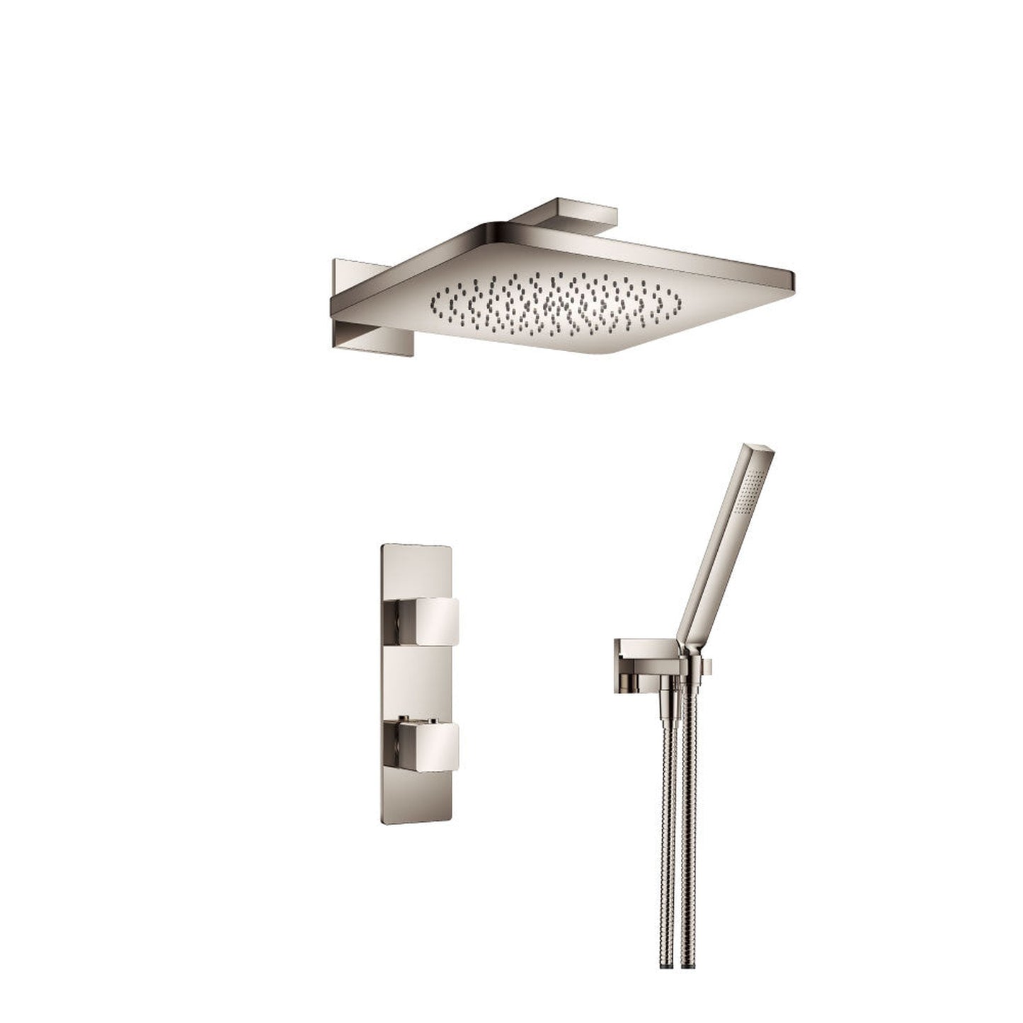 Flusso Faucets Serie 196 Two Output Shower Set With Shower Head and Hand Held in Polished Nickel (196.7250PN)