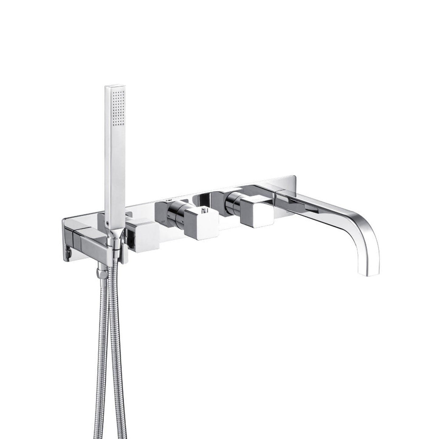 Flusso Faucets Serie 196 Wall Mount Tub Filler With Hand Shower in Chrome