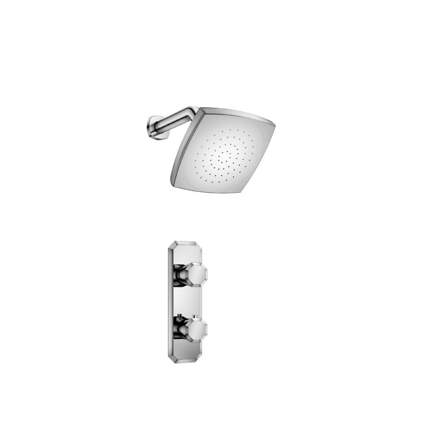 Flusso Faucets Serie 230 Chrome Single Output Shower Set With Shower Head And Arm