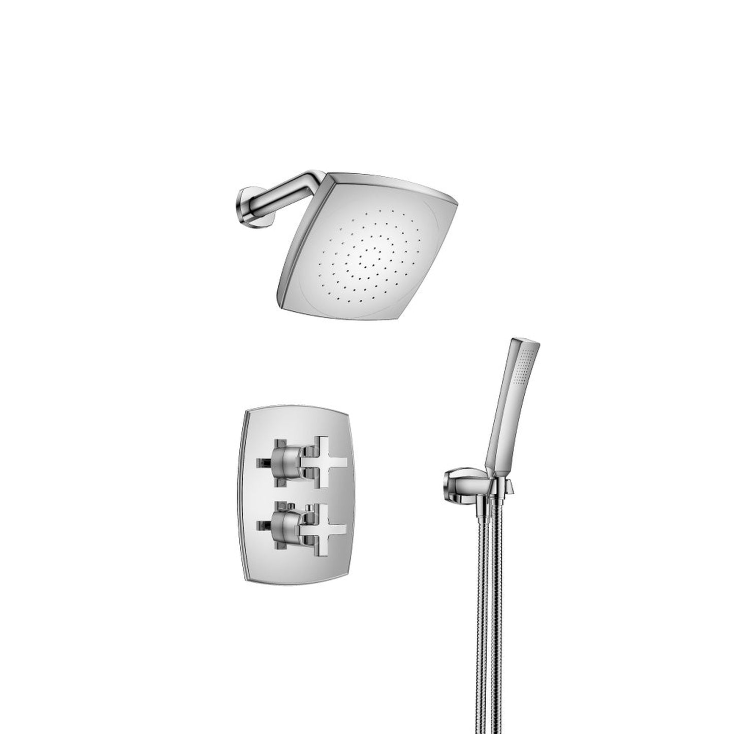 Flusso Faucets Serie 240 Two Output Shower Set With Shower Head and Hand Held in Chrome