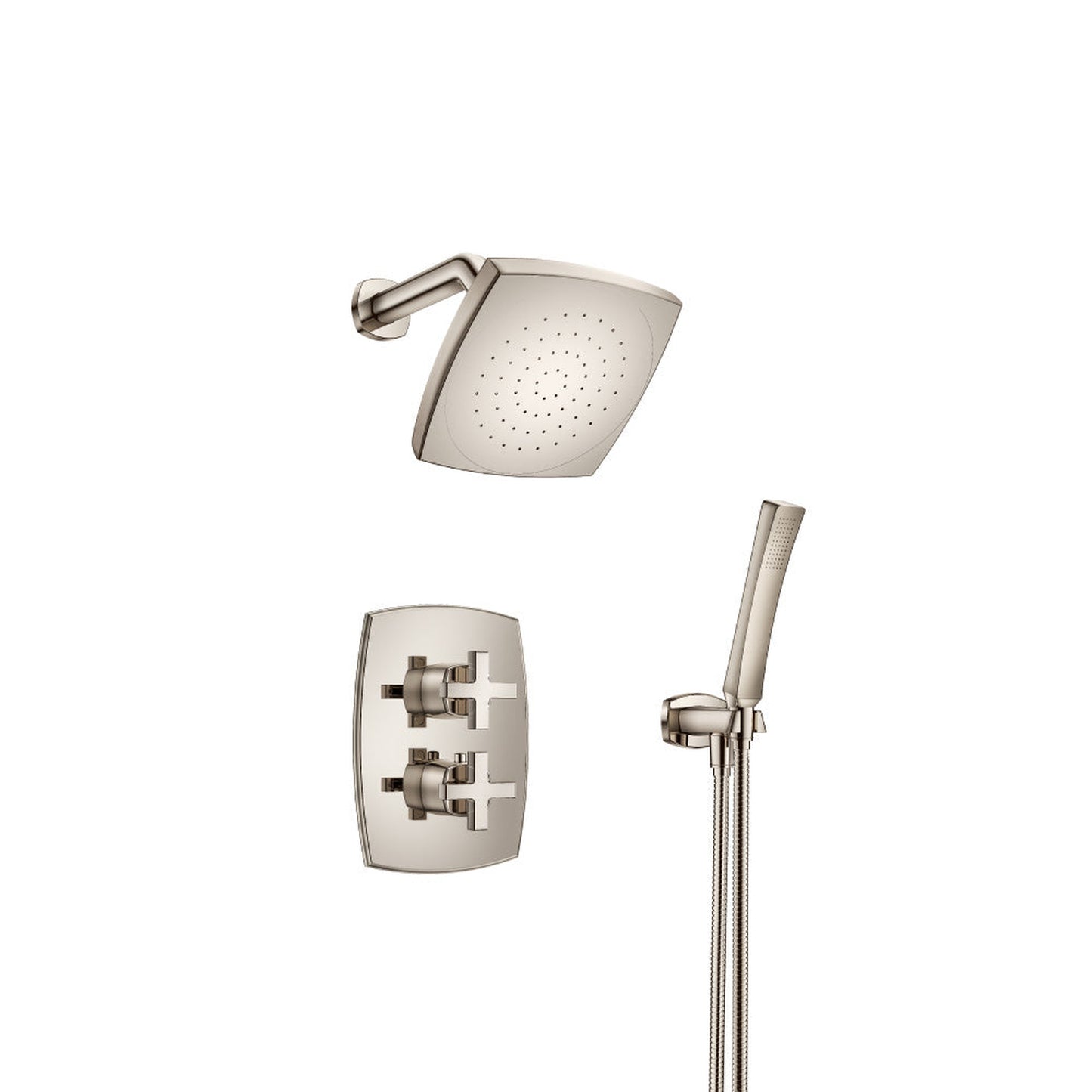 Flusso Faucets Serie 240 Two Output Shower Set With Shower Head and Hand Held in Polished Nickel