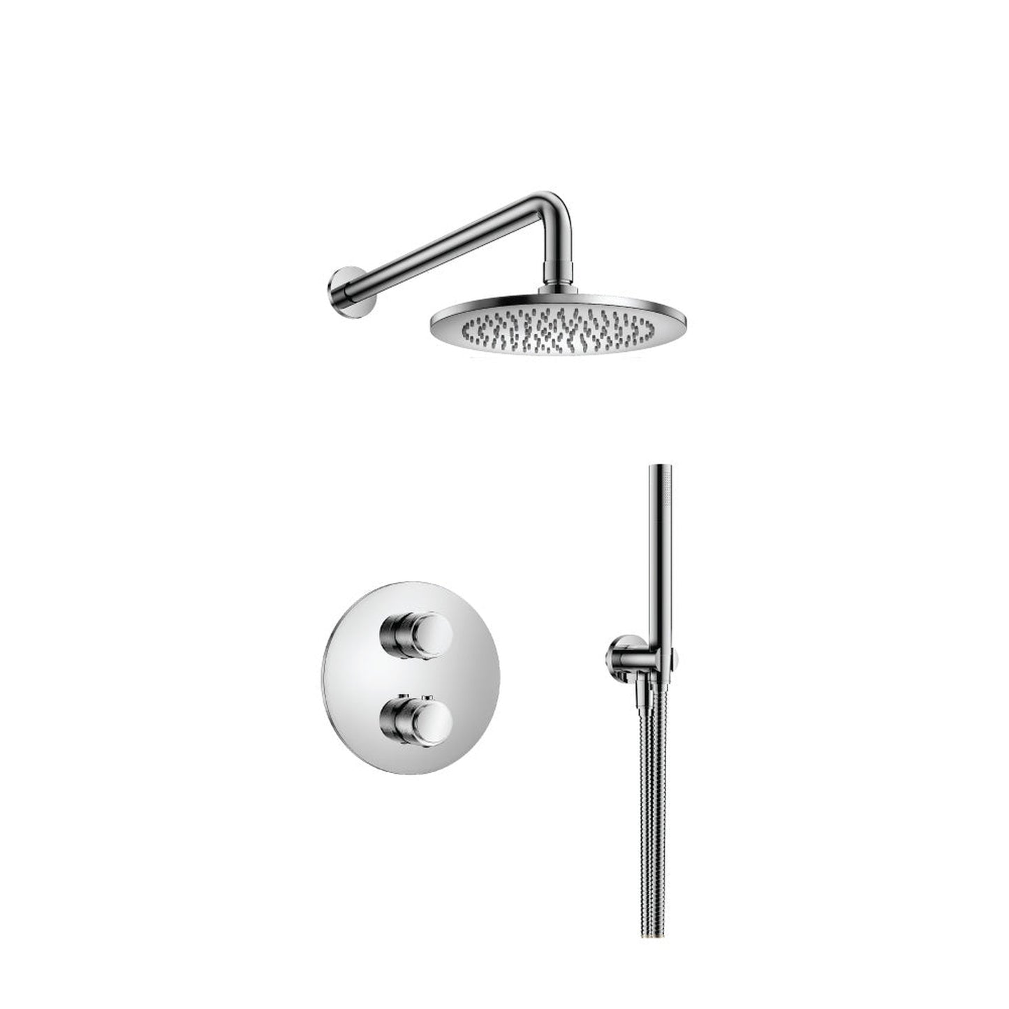 Flusso Faucets Serie 250 Two Output Shower Set With Shower Head and Hand Held in Chrome
