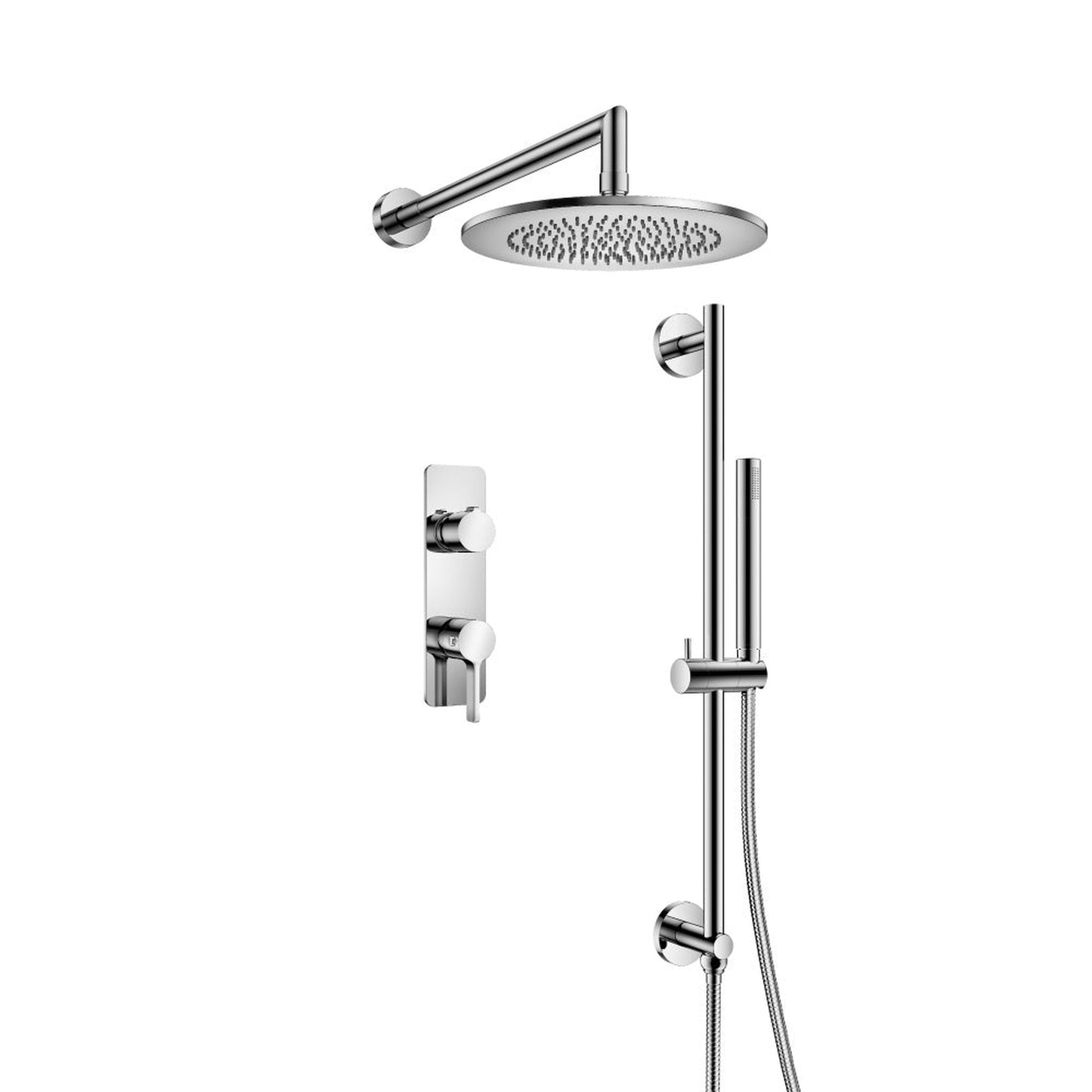Flusso Faucets Serie 260 Two Output Shower Set With Shower Head, Hand Held and Slide Bar in Chrome