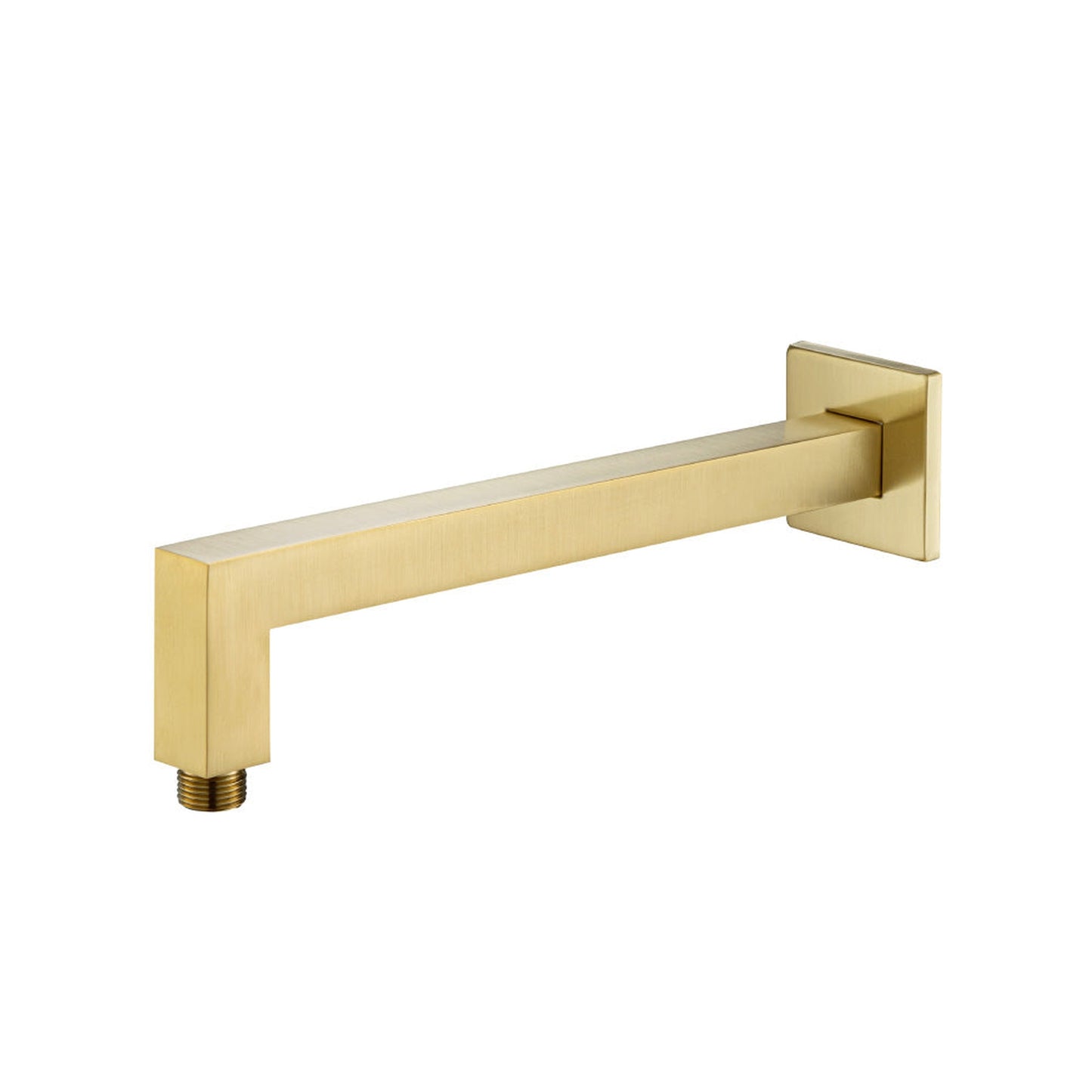 Flusso Faucets Universal Fixtures 12" Wall Mount Square Shower Arm With Flange in Satin Brass