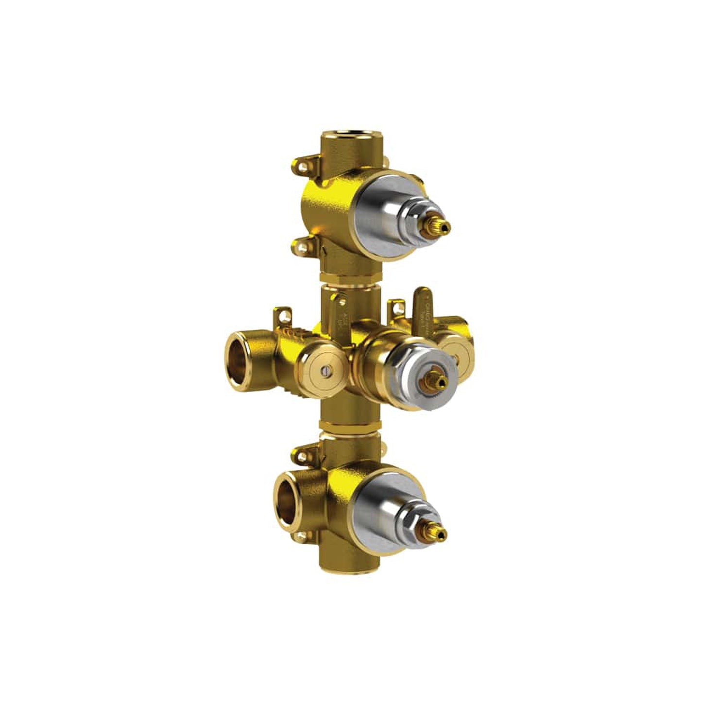 Flusso Faucets Universal Fixtures 3/4" Four Output Thermostatic Valve in Rough Brass (TVH.4801)