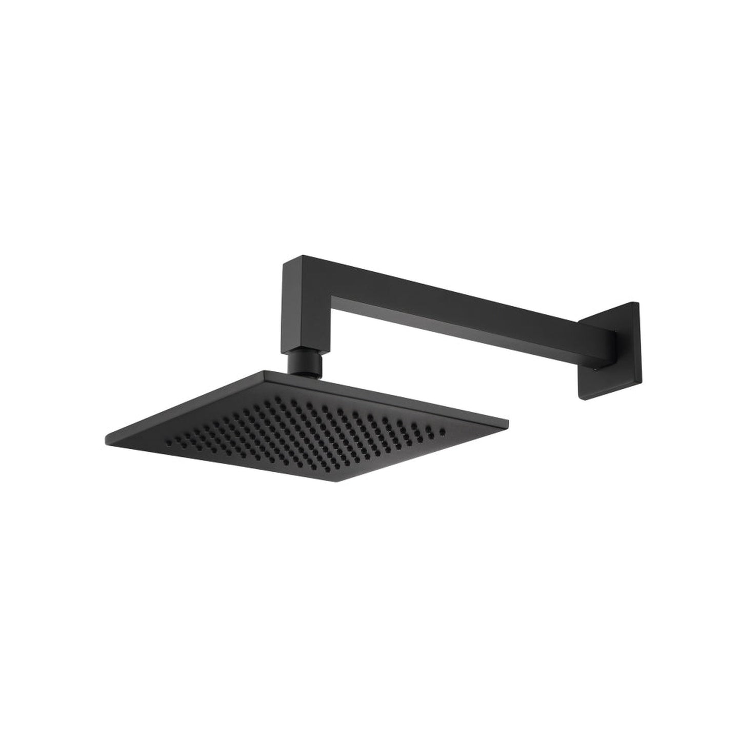 Flusso Faucets Universal Fixtures 8" Solid Brass Showerhead / Rainhead With 12" Wall Mount Shower Arm in Matte Black (HS1001WMB)