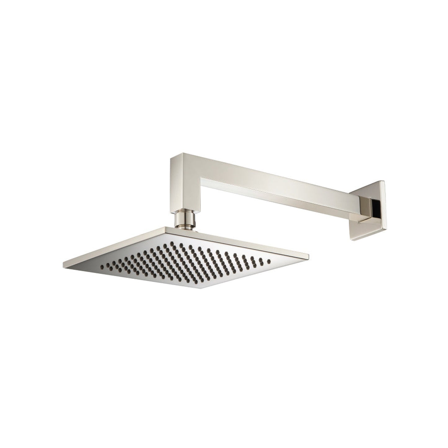Flusso Faucets Universal Fixtures 8" Solid Brass Showerhead / Rainhead With 12" Wall Mount Shower Arm in Polished Nickel (HS1001WPN)