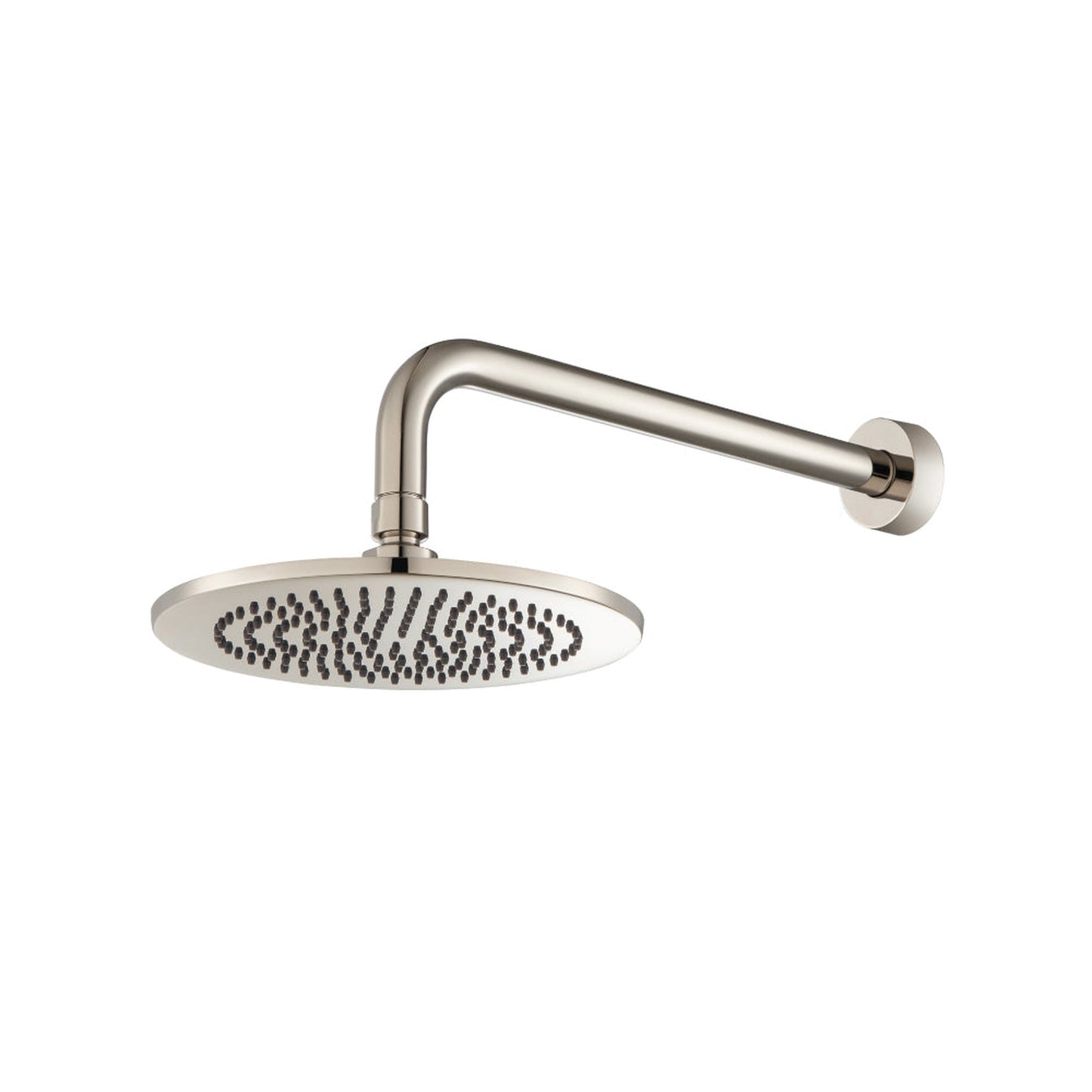 Flusso Faucets Universal Fixtures 8" Solid Brass Showerhead / Rainhead With 12" Wall Mount Shower Arm in Polished Nickel (HS1002WPN)
