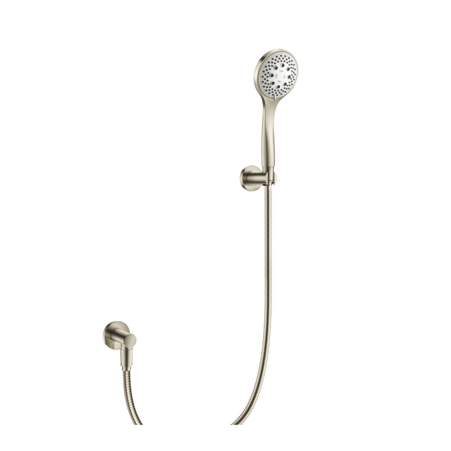 Flusso Faucets Universal Fixtures Hand Shower Set With Holder and Elbow in Brushed Nickel (SHS.5105BN)