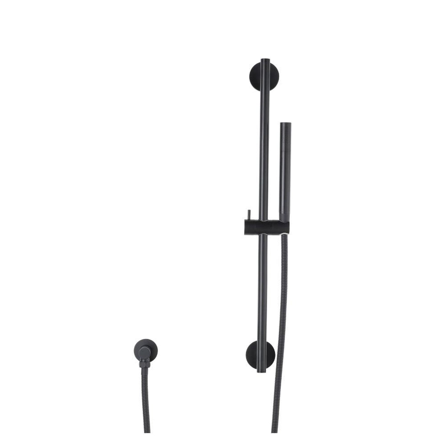 Flusso Faucets Universal Fixtures Hand Shower Set With Slide Bar and Elbow in Matte Black (SHS.1014MB)