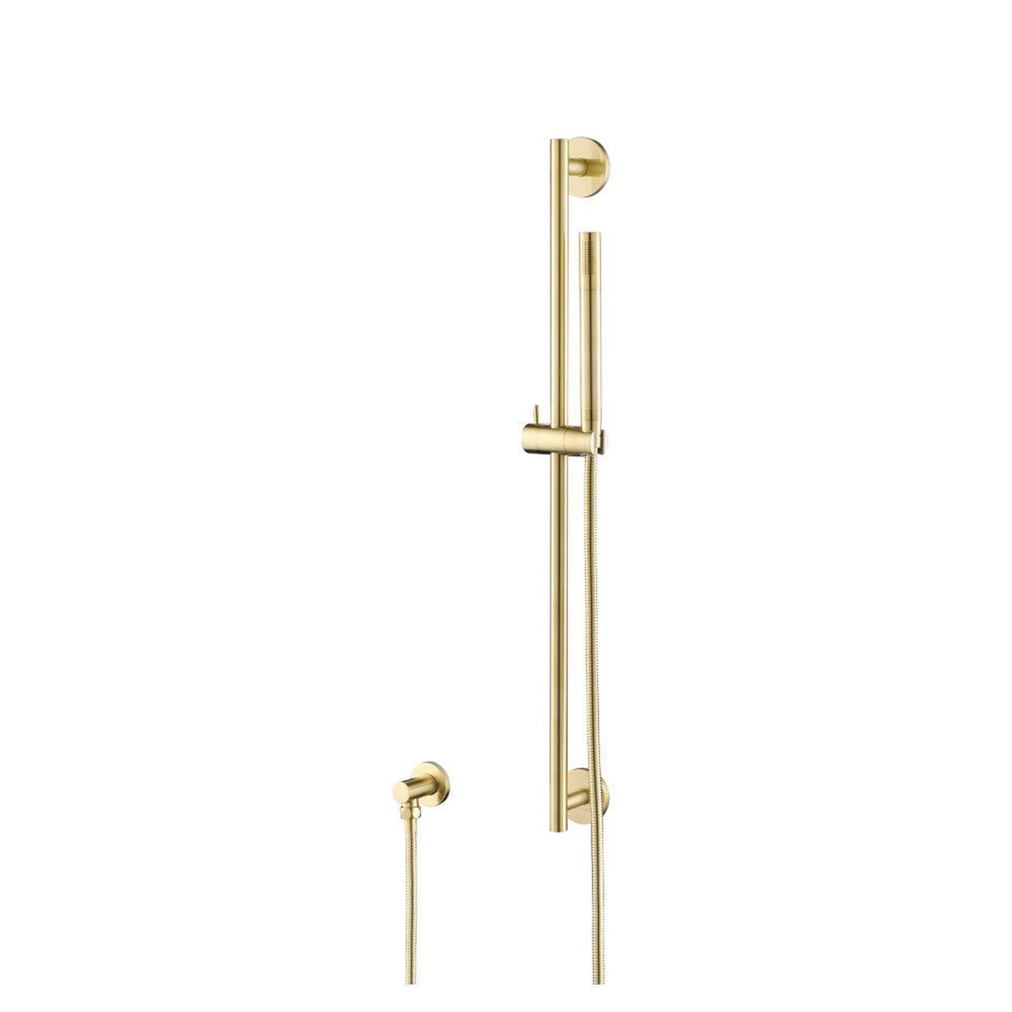 Flusso Faucets Universal Fixtures Hand Shower Set With Slide Bar and Elbow in Satin Brass (SHS.1014SB)