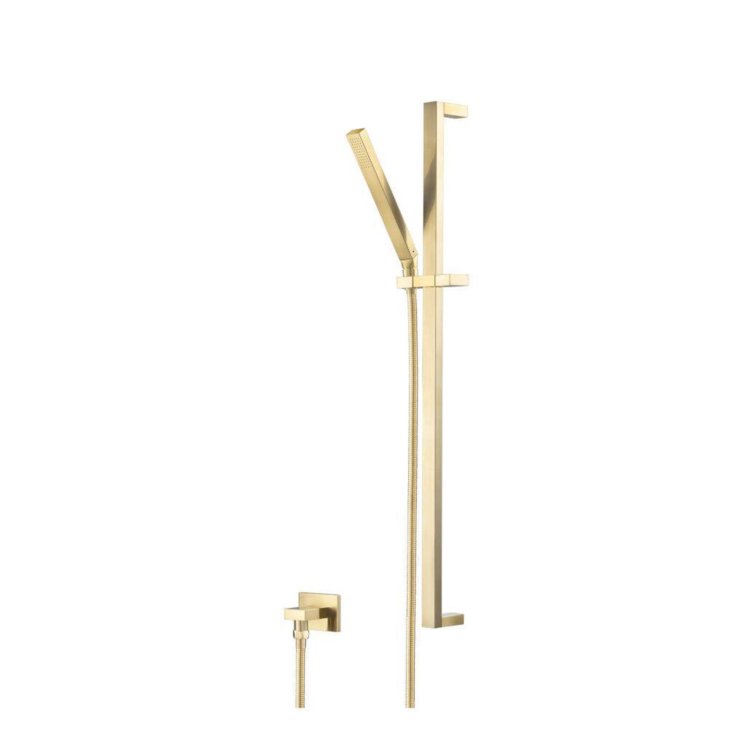 Flusso Faucets Universal Fixtures Hand Shower Set With Slide Bar and Elbow in Satin Brass (SHS.1016SB)