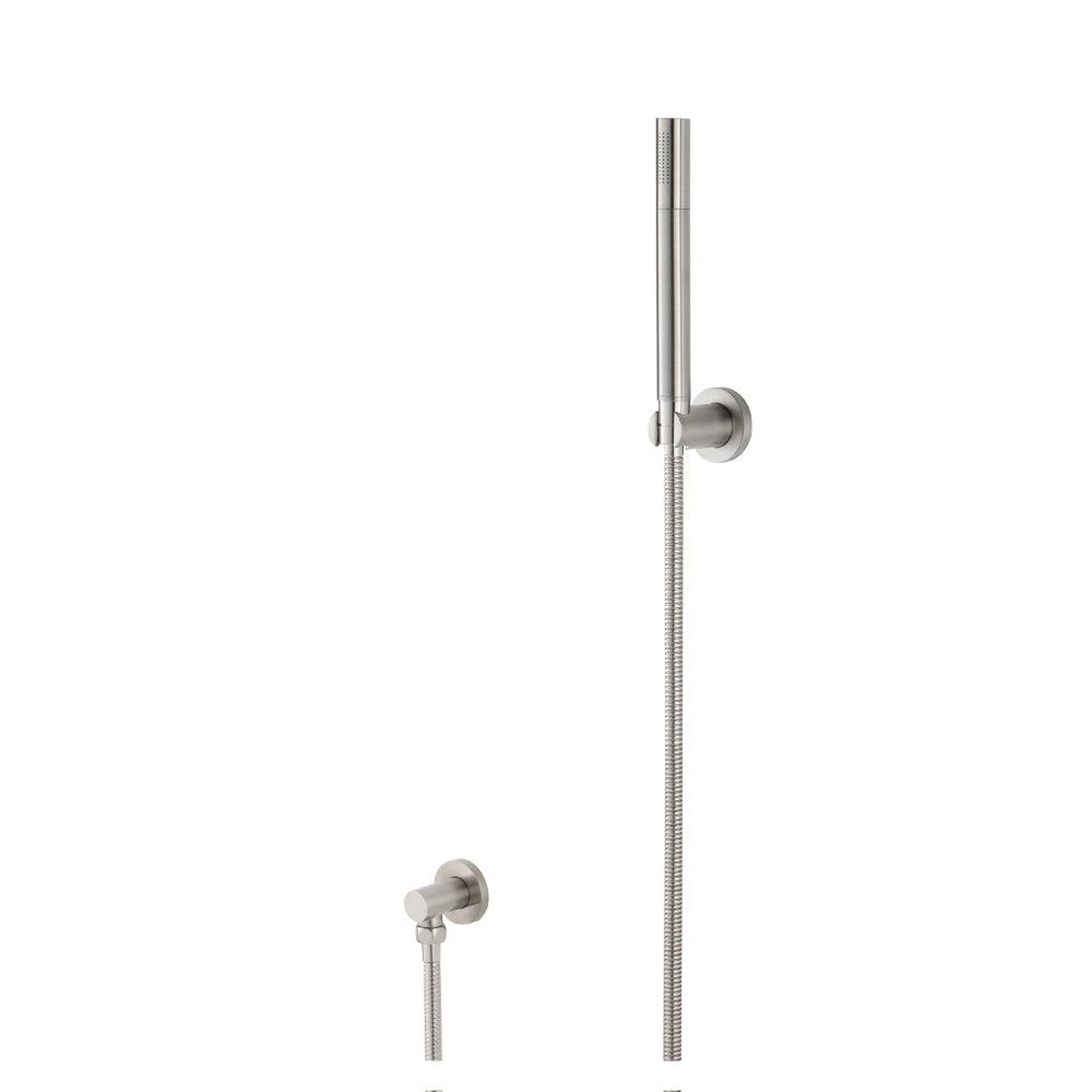Flusso Faucets Universal Fixtures Hand Shower Set With Wall Elbow, Holder and Hose in Brushed Nickel (HS1004BN)