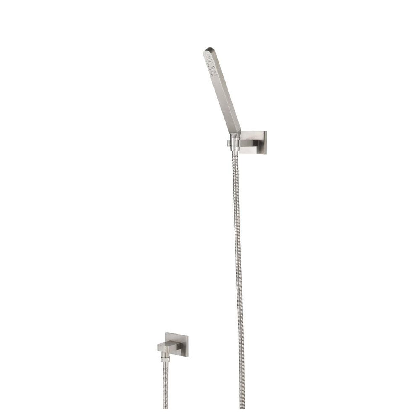 Flusso Faucets Universal Fixtures Hand Shower Set With Wall Elbow, Holder and Hose in Brushed Nickel (HS1008BN)