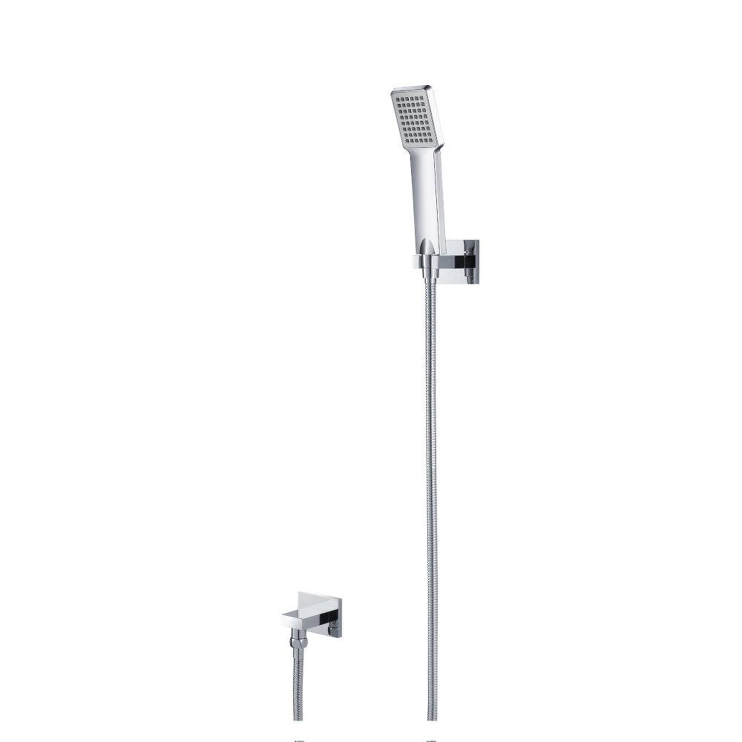 Flusso Faucets Universal Fixtures Hand Shower Set With Wall Elbow, Holder and Hose in Chrome (HS1005CP)