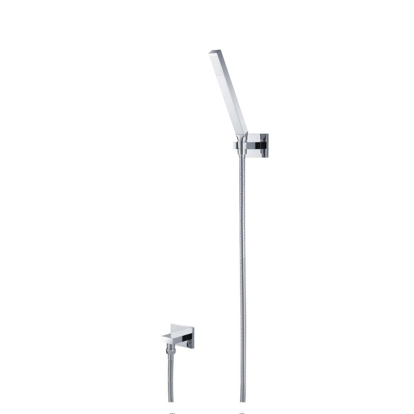 Flusso Faucets Universal Fixtures Hand Shower Set With Wall Elbow, Holder and Hose in Chrome (HS1006CP)