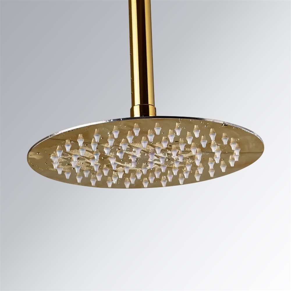 Fontana 10" Round Ceiling Mounted Polished Gold Rain Shower Head