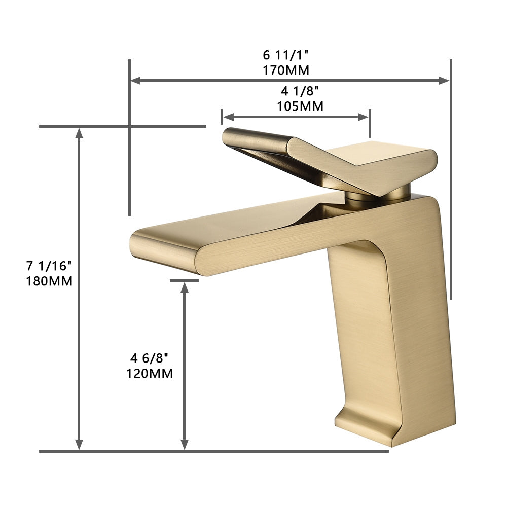 Fontana Andujar 1.2 GPM Single Handle Deck Mounted Waterfall Brushed Gold Basin Faucet