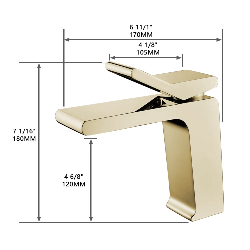 Fontana Andujar 1.2 GPM Single Handle Deck Mounted Waterfall Champagne Basin Faucet