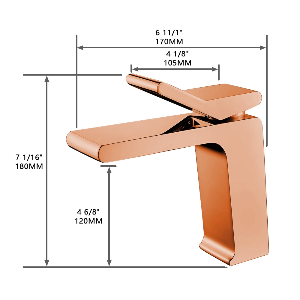 Fontana Andujar 1.2 GPM Single Handle Deck Mounted Waterfall Rose Gold Basin Faucet