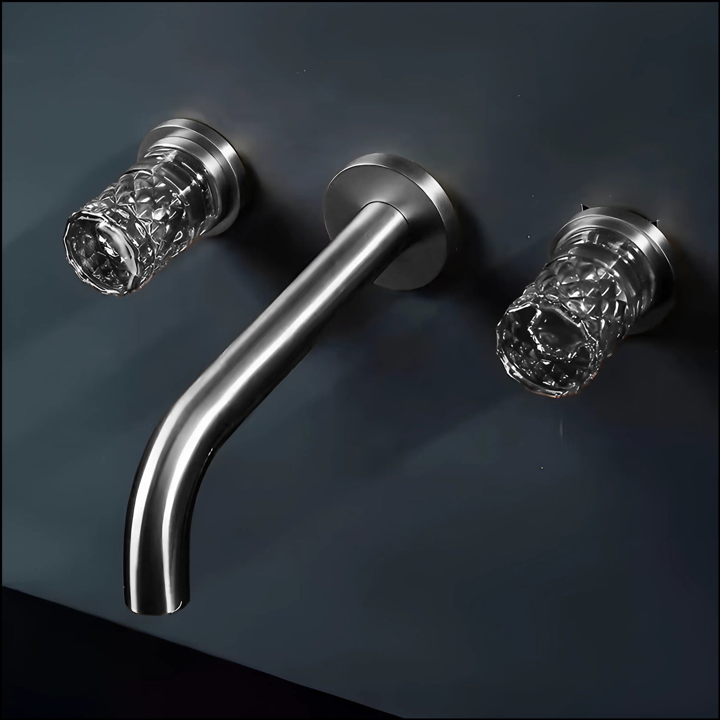 Fontana Aquitaine Double Crystal Handle Gun Gray Wall Mounted Basin Faucet