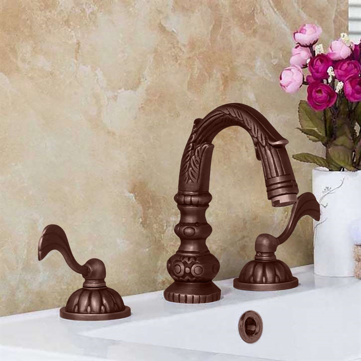 Fontana Aviles 8" Widespread 1.5 GPM Antique Deck Mounted Dual Handle Oil Rubbed Bronze Sink Faucet