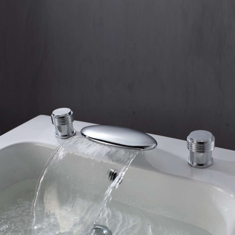 Fontana Billa Cascade Deck Mounted Chrome Bathtub Faucet