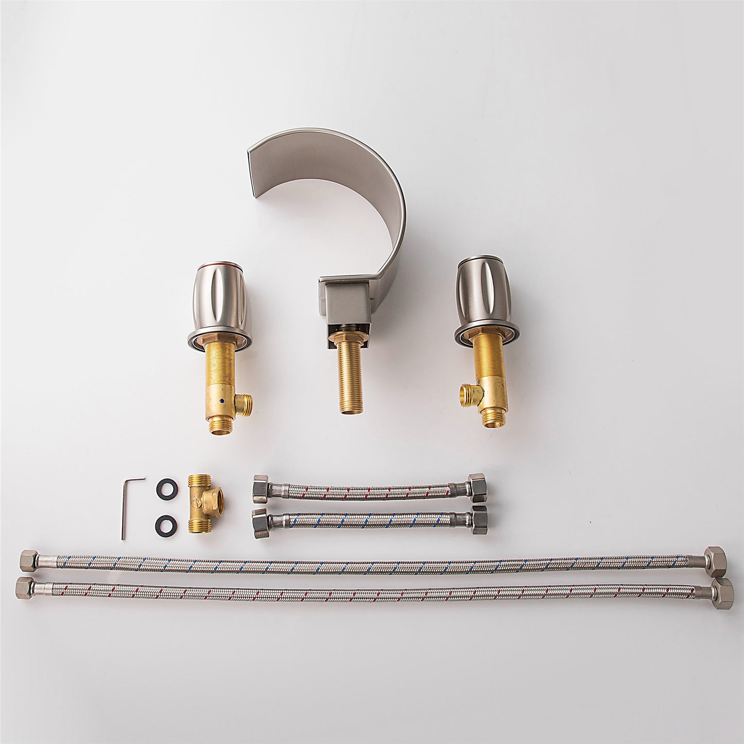 Fontana Bione 1.2 GPM Premium Thermostatic Deck Mounted Brushed Nickel Waterfall Faucet