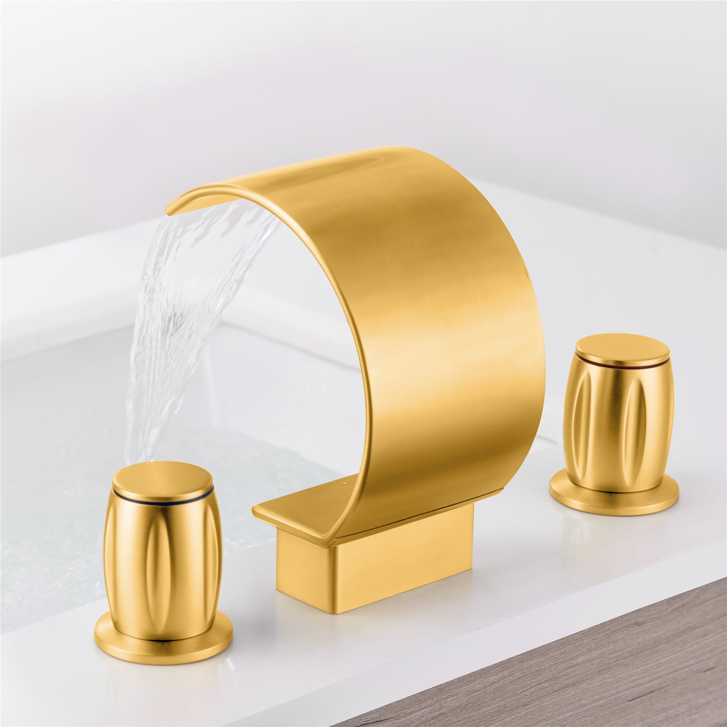 Fontana Bione 1.2 GPM Premium Thermostatic Deck Mounted Gold Waterfall Faucet