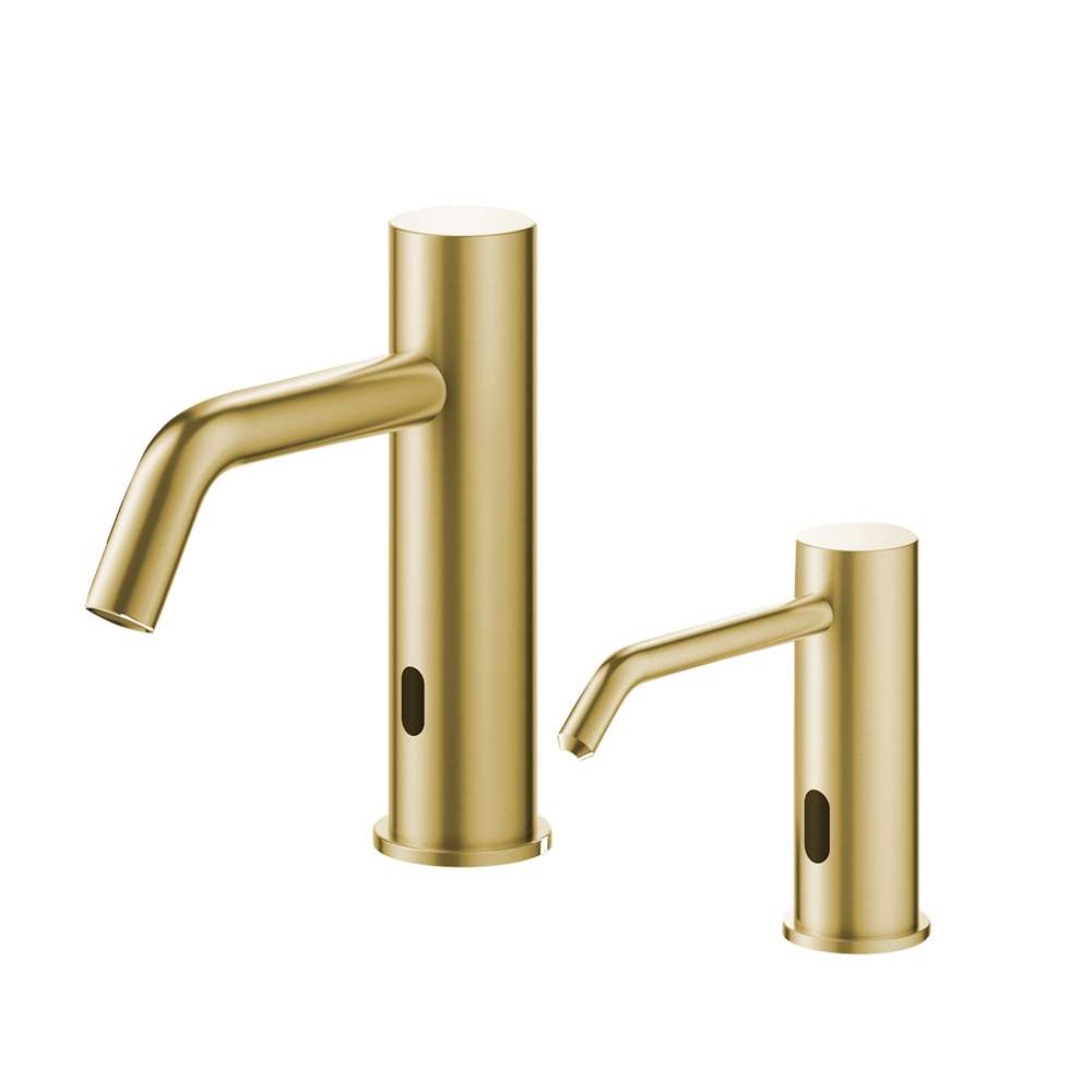 Fontana brushed gold commercial touchless sensor faucet and soap dispenser - luxury gold touchless system
