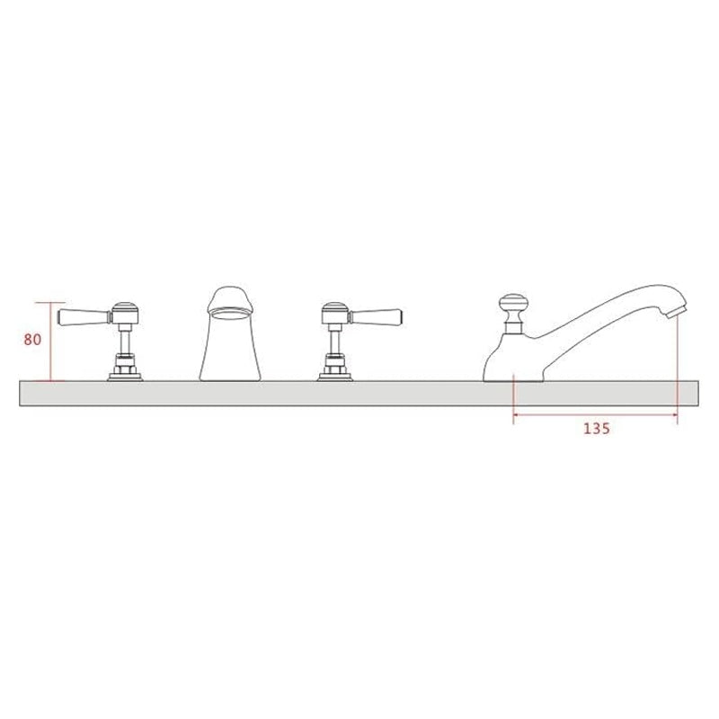Fontana Courchevel Dual Handle Deck Mounted Gold Faucet