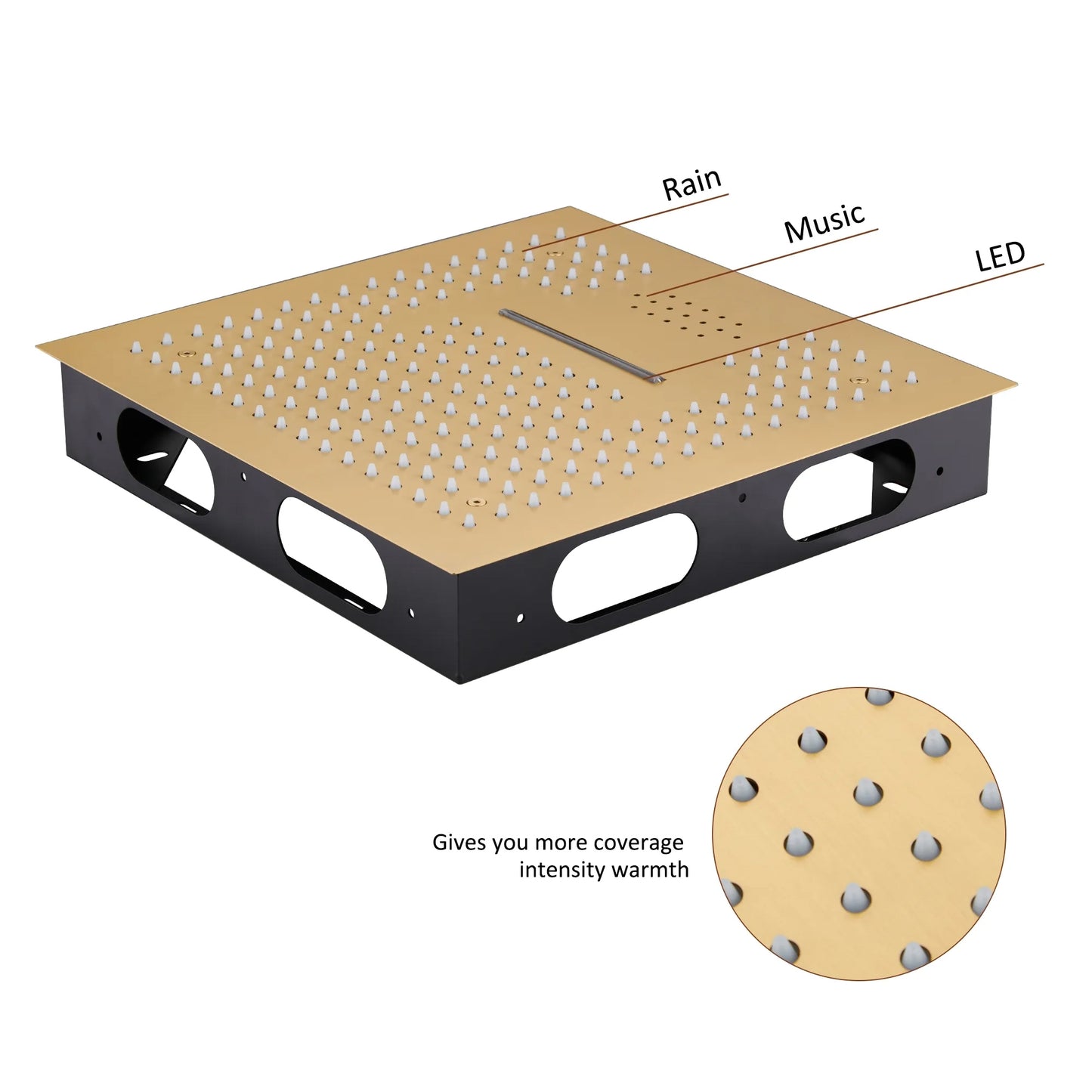 Fontana Cuenca 2.5 GPM Multifunctional LED Music Brushed Gold Ceiling Mounted Shower Head