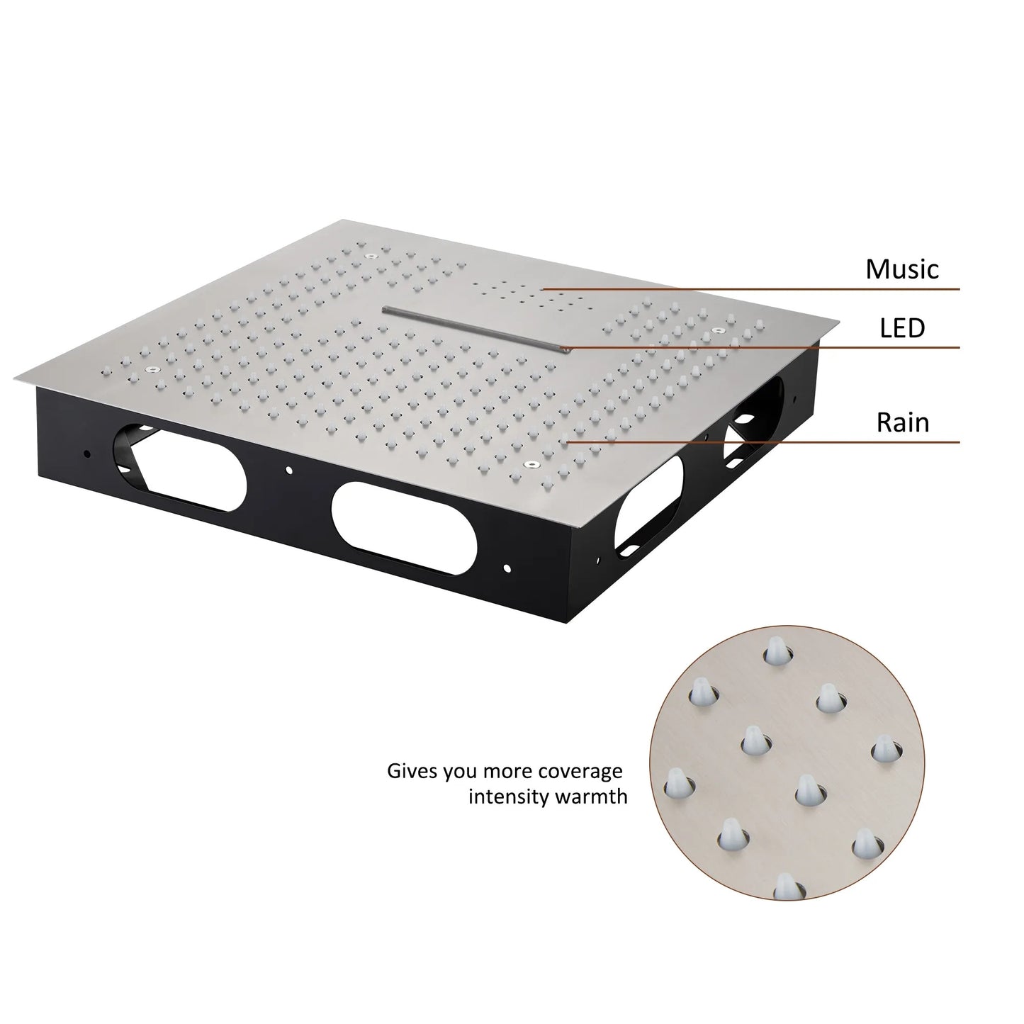 Fontana Cuenca 2.5 GPM Multifunctional LED Music Brushed Nickel Ceiling Mounted Shower Head