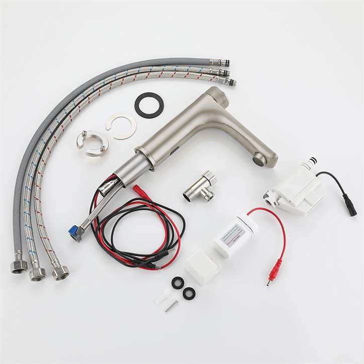 Fontana Evian Smart Touchless Brushed Nickel Sink Faucet With Hot & Cold Water