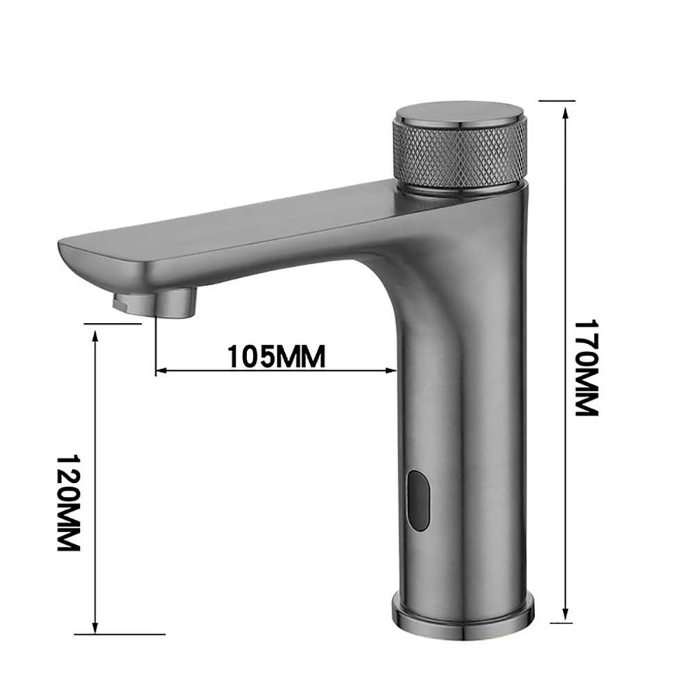 Fontana Evian Touchless Deck Mounted Gun Gray Sink Faucet With Hot & Cold Water Mixer