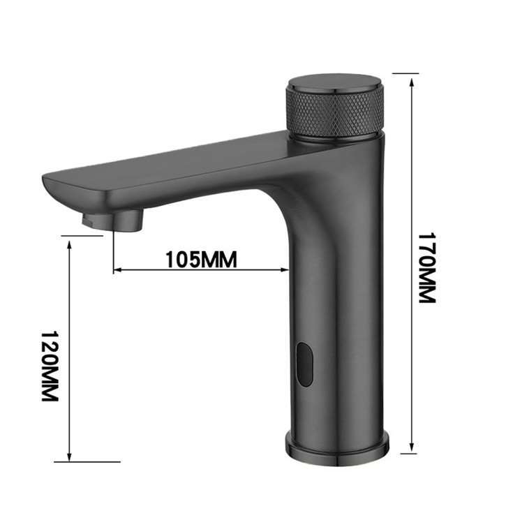 Fontana Evian Touchless Deck Mounted Matte Black Sink Faucet With Hot & Cold Water Mixer