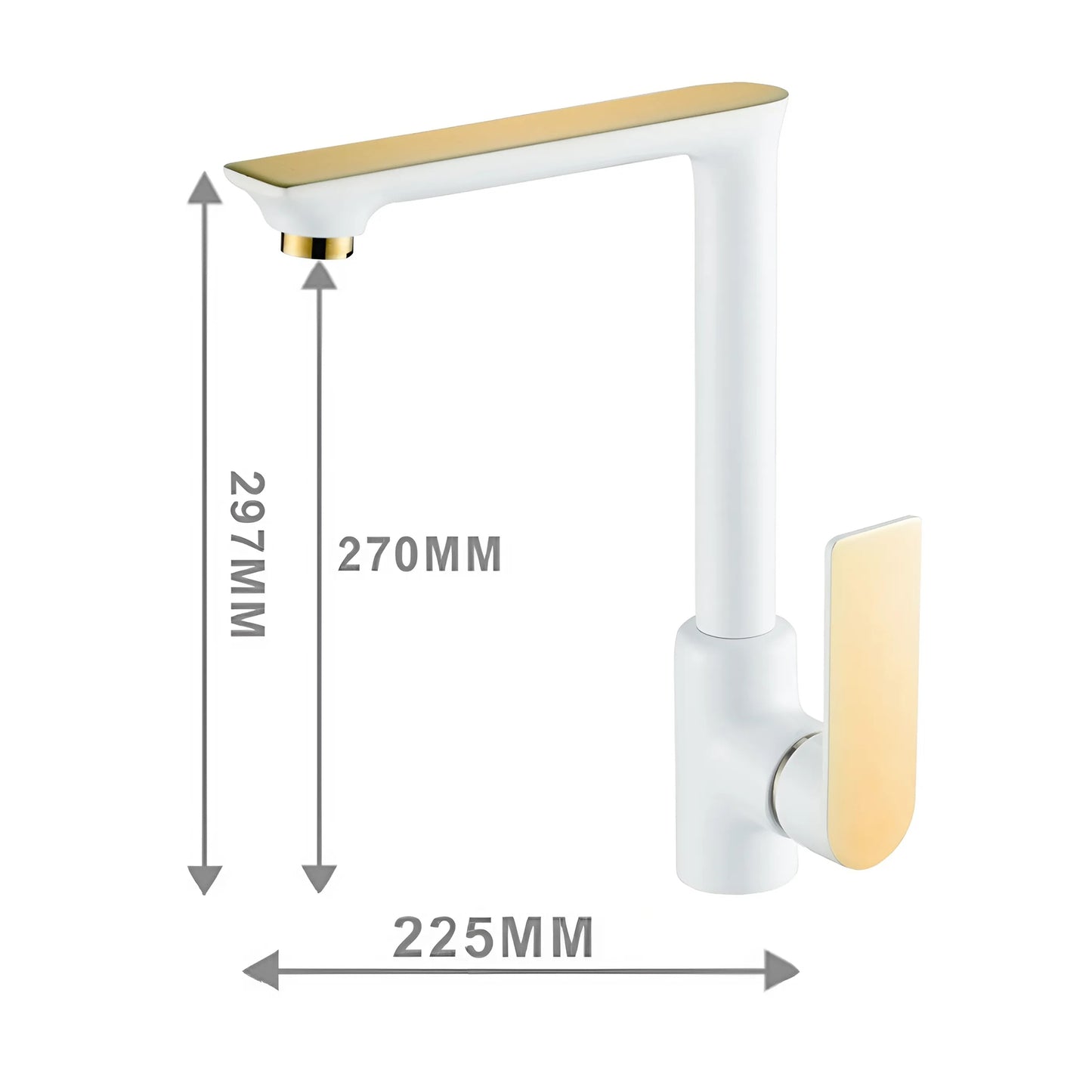 Fontana Huelva Water Mixer Crane Deck Mounted White Gold Faucet