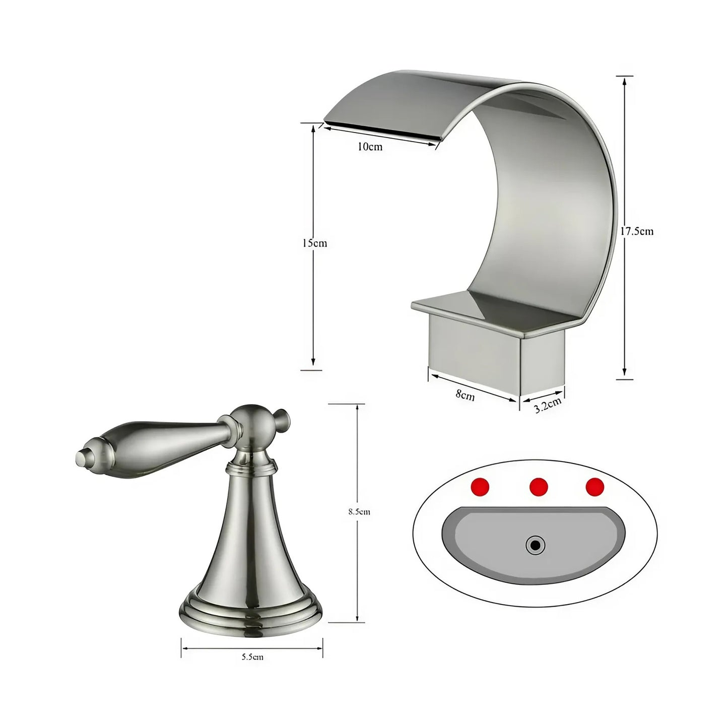 Fontana Isere 1.2 GPM Two Handle Deck Mounted Brushed Nickel Thermostatic Waterfall Faucet