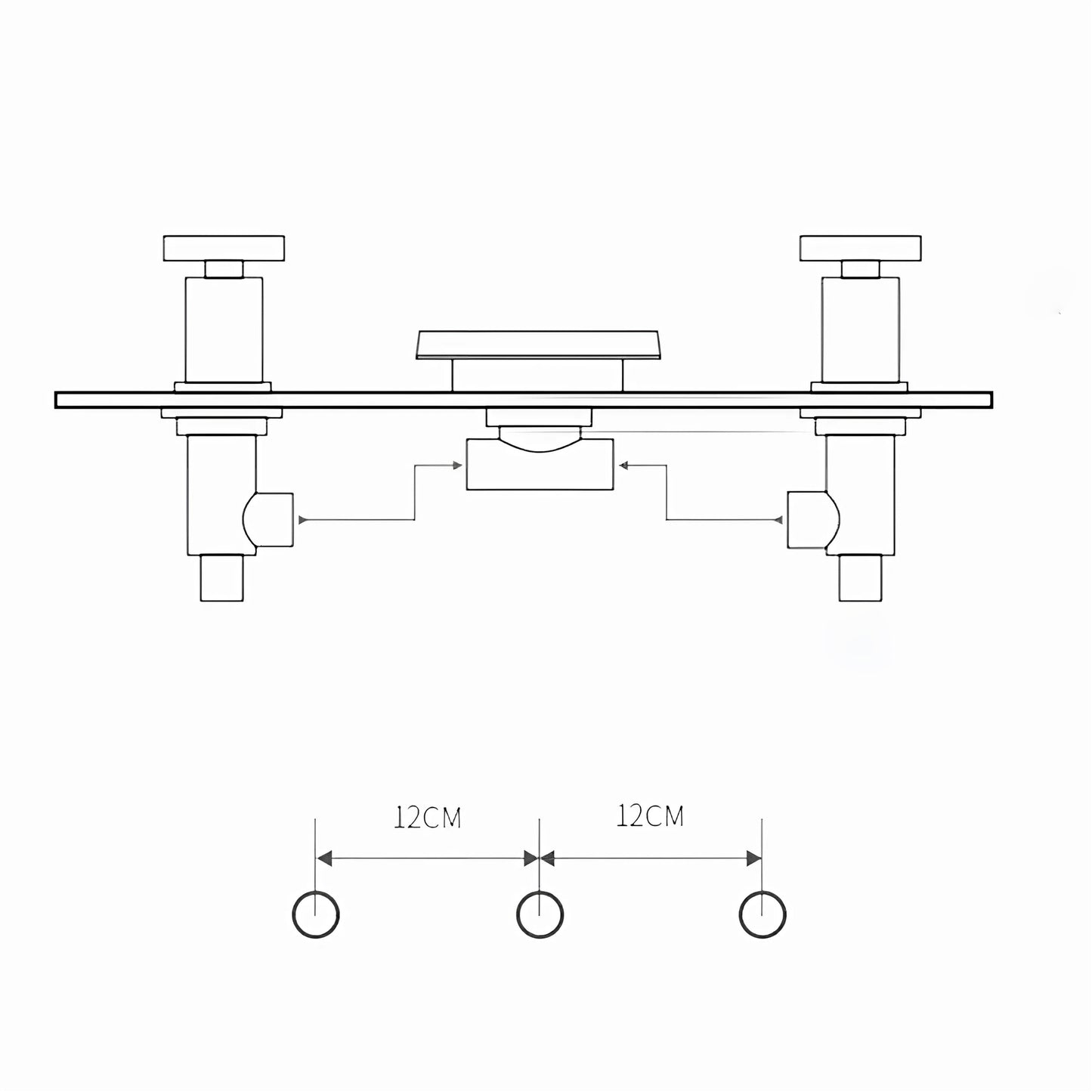 Fontana Laye 1.2 GPM Deck Mounted Waterfall Thermostatic Matte Black Sink Faucet