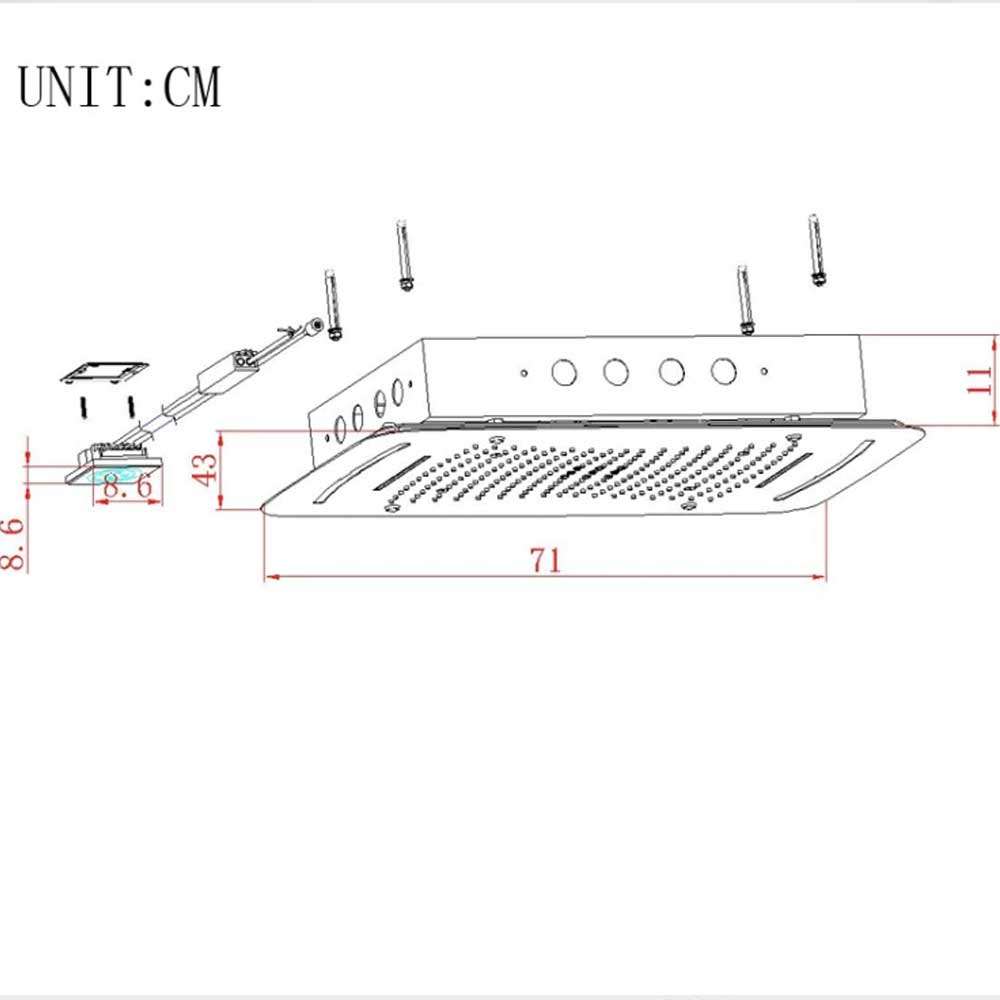 Fontana Le Havre Large LED Touch Panel Controlled Ceiling Mounted Shower Head