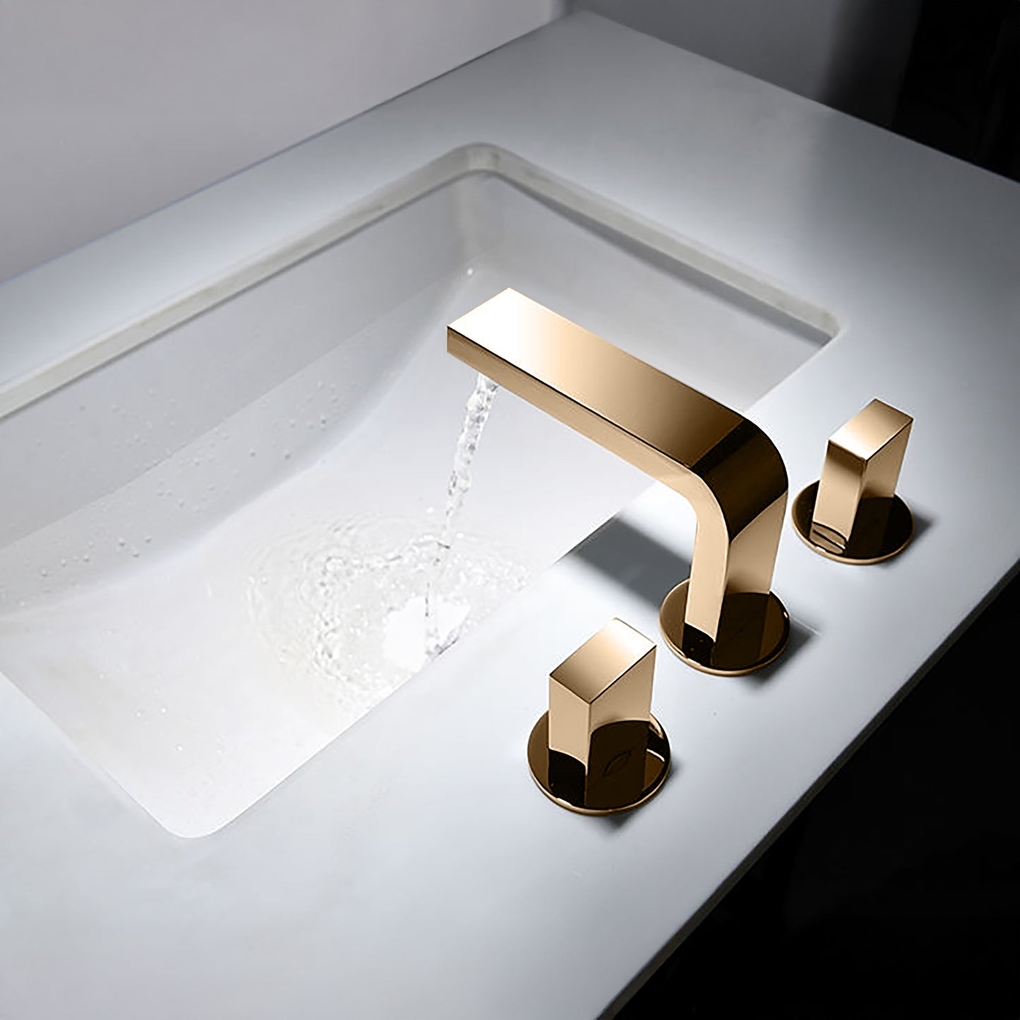 Fontana Luarca 4" Centerset Deck Mounted Dual Handle Thermostatic Champagne Sink Faucet